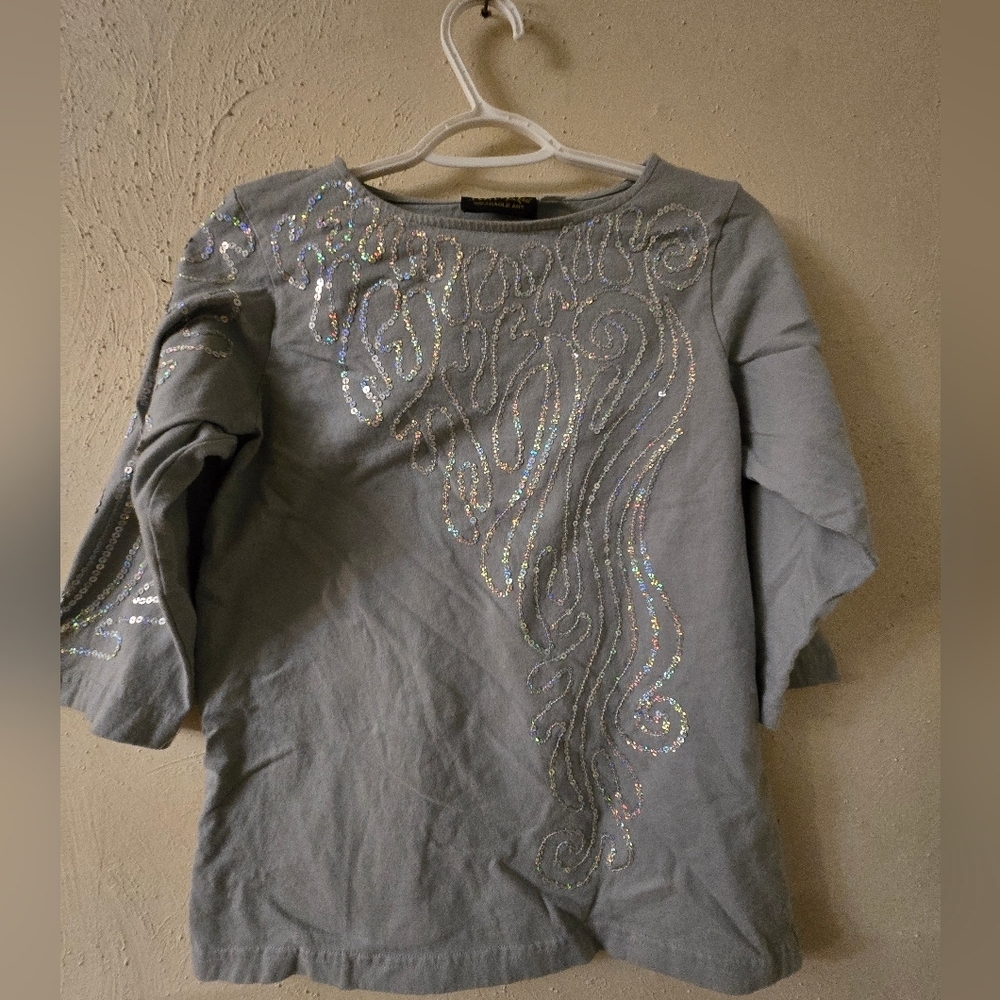 Silver Sequin Embellished Top